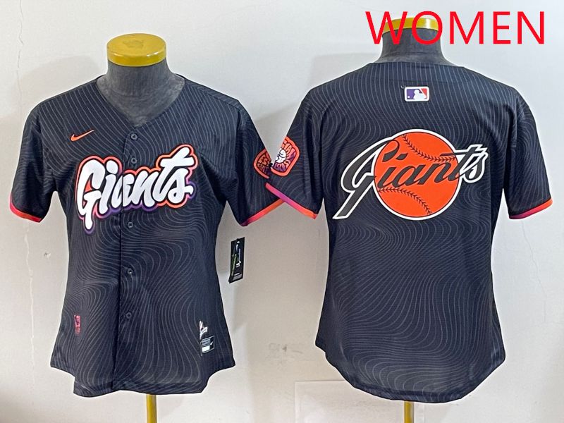 Women San Francisco Giants Blank Black Second generation Joint Name 2025 Nike MLB Jersey style 9->youth mlb jersey->Youth Jersey